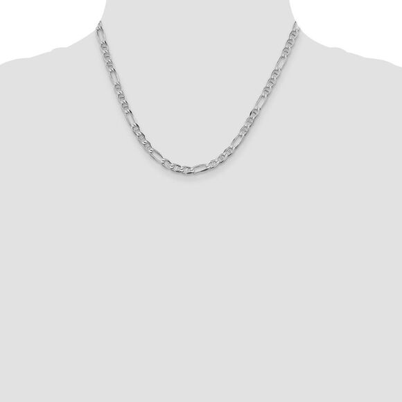Kazi Luxury Sterling Silver Rhodium-plated 4.5mm Figaro Anchor Chain